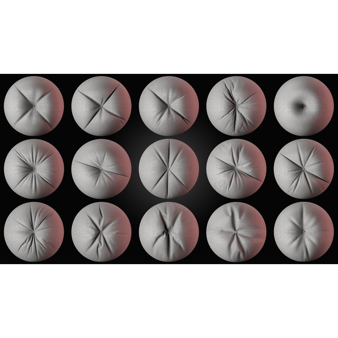 Fabric Button Brushes 3D Model – Realistic Texture Set, PSD & PNG - View 11