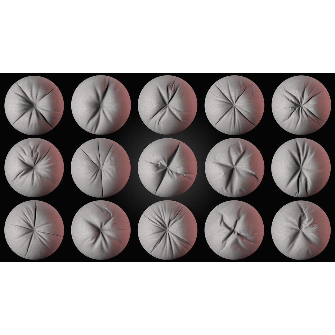 Fabric Button Brushes 3D Model – Realistic Texture Set, PSD & PNG - View 13