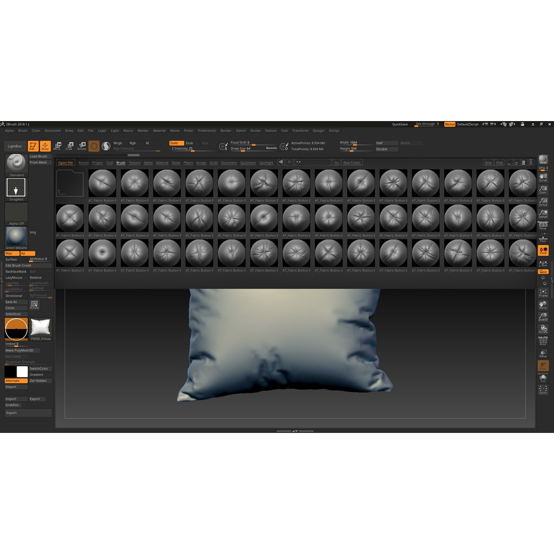 Fabric Button Brushes 3D Model – Realistic Texture Set, PSD & PNG - View 6
