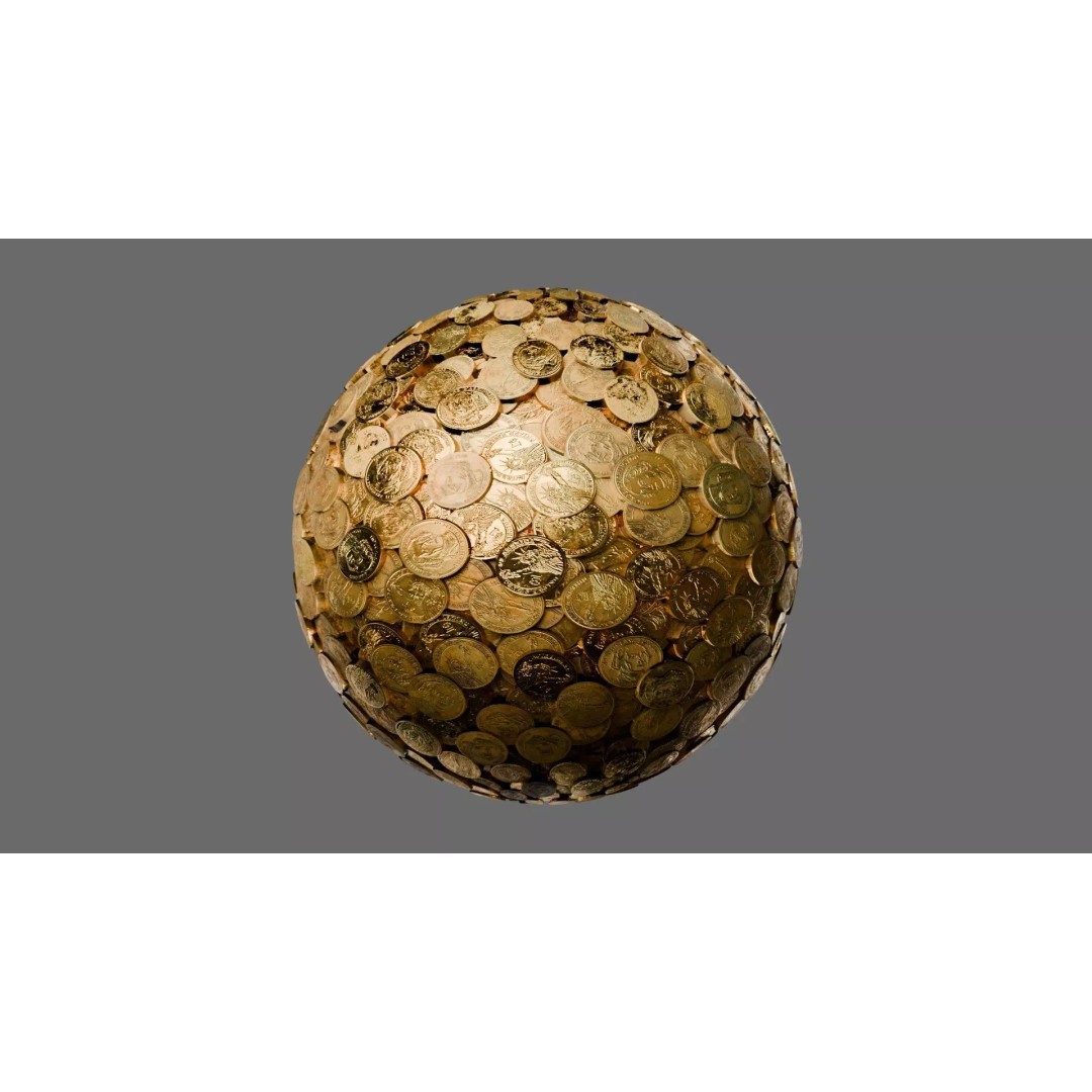 Realistic US Dollar Coins 3D Model – Seamless PBR Material for Games - View 2