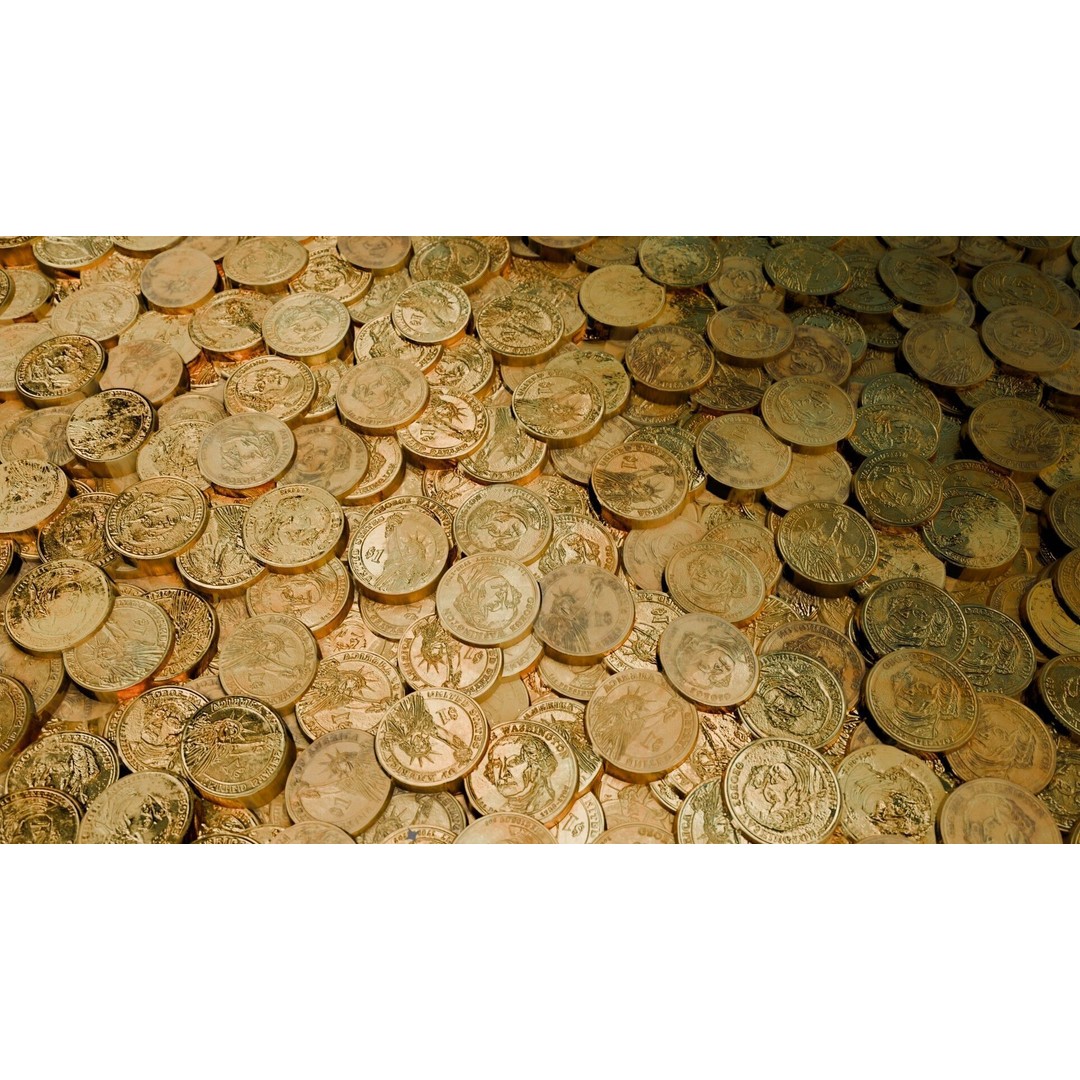 Realistic US Dollar Coins 3D Model – Seamless PBR Material for Games - View 4