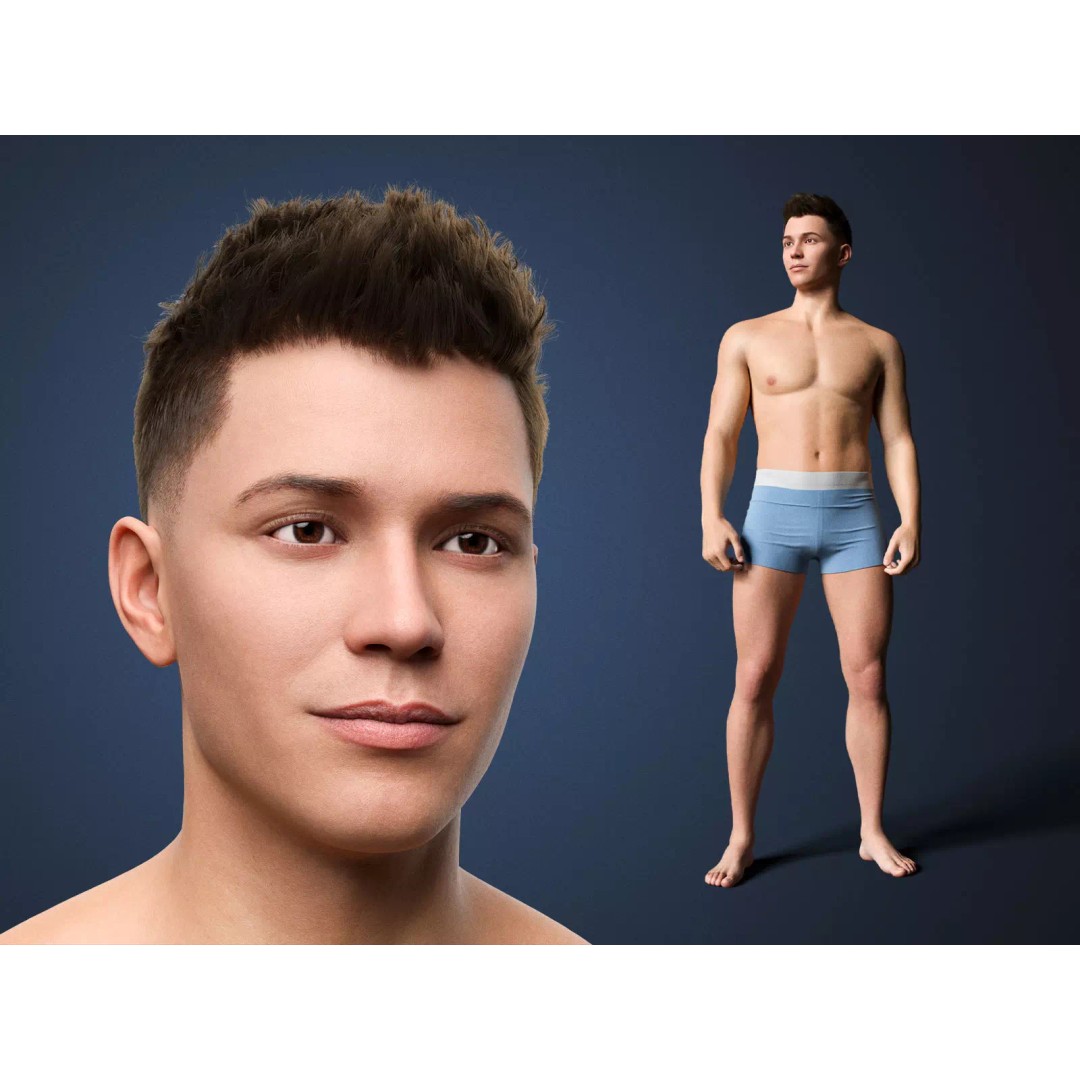 Adrian 3D Model – Realistic Male Character, Rigged for Animation - View 2