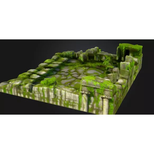 Ancient Temple Ruins 3D Model – Modular Low-Poly Game Asset, FBX - View 3