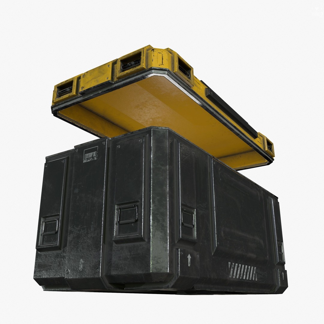 Sci-Fi Industrial Crate 3D Model – Low Poly Game Ready, PBR Textures - View 10