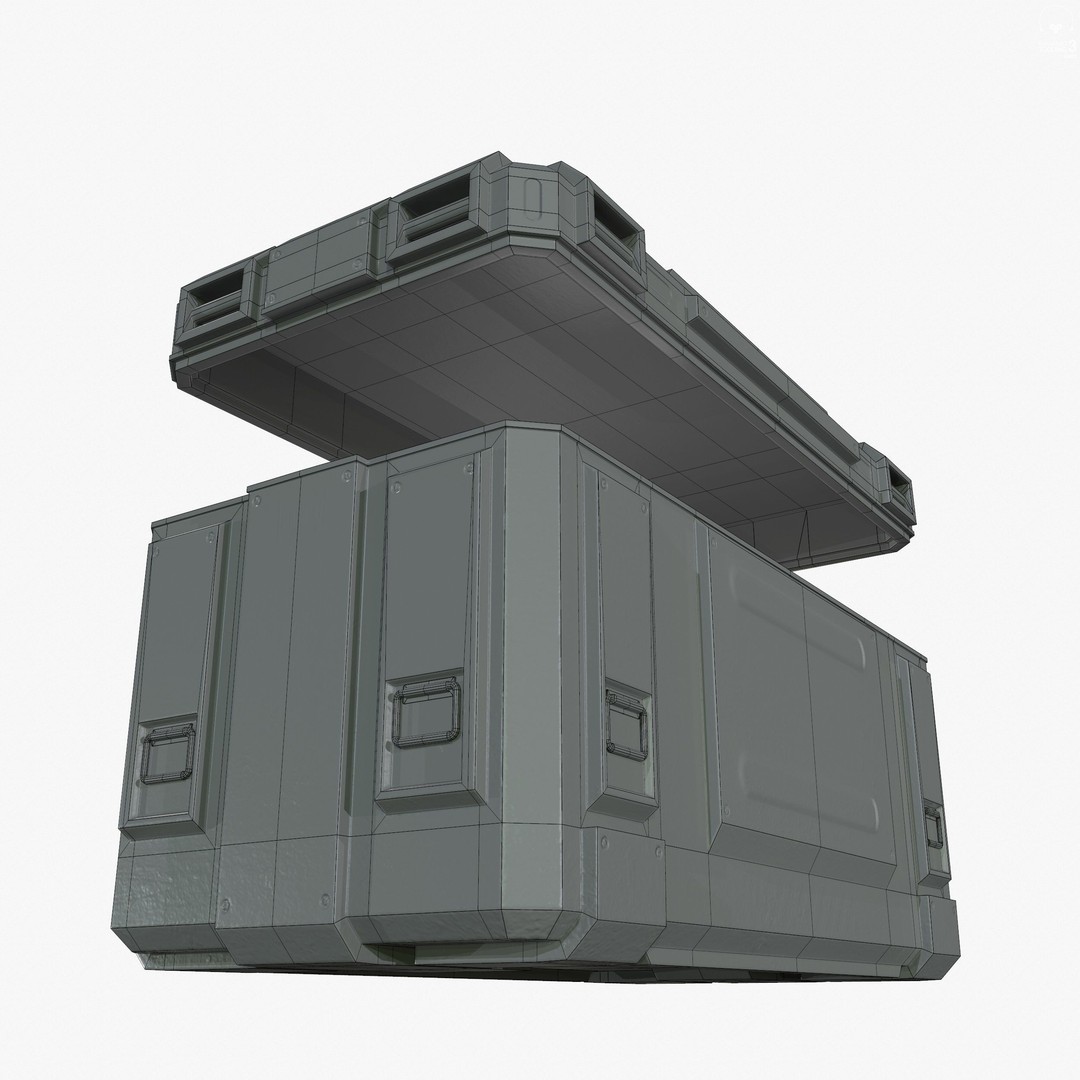 Sci-Fi Industrial Crate 3D Model – Low Poly Game Ready, PBR Textures - View 11