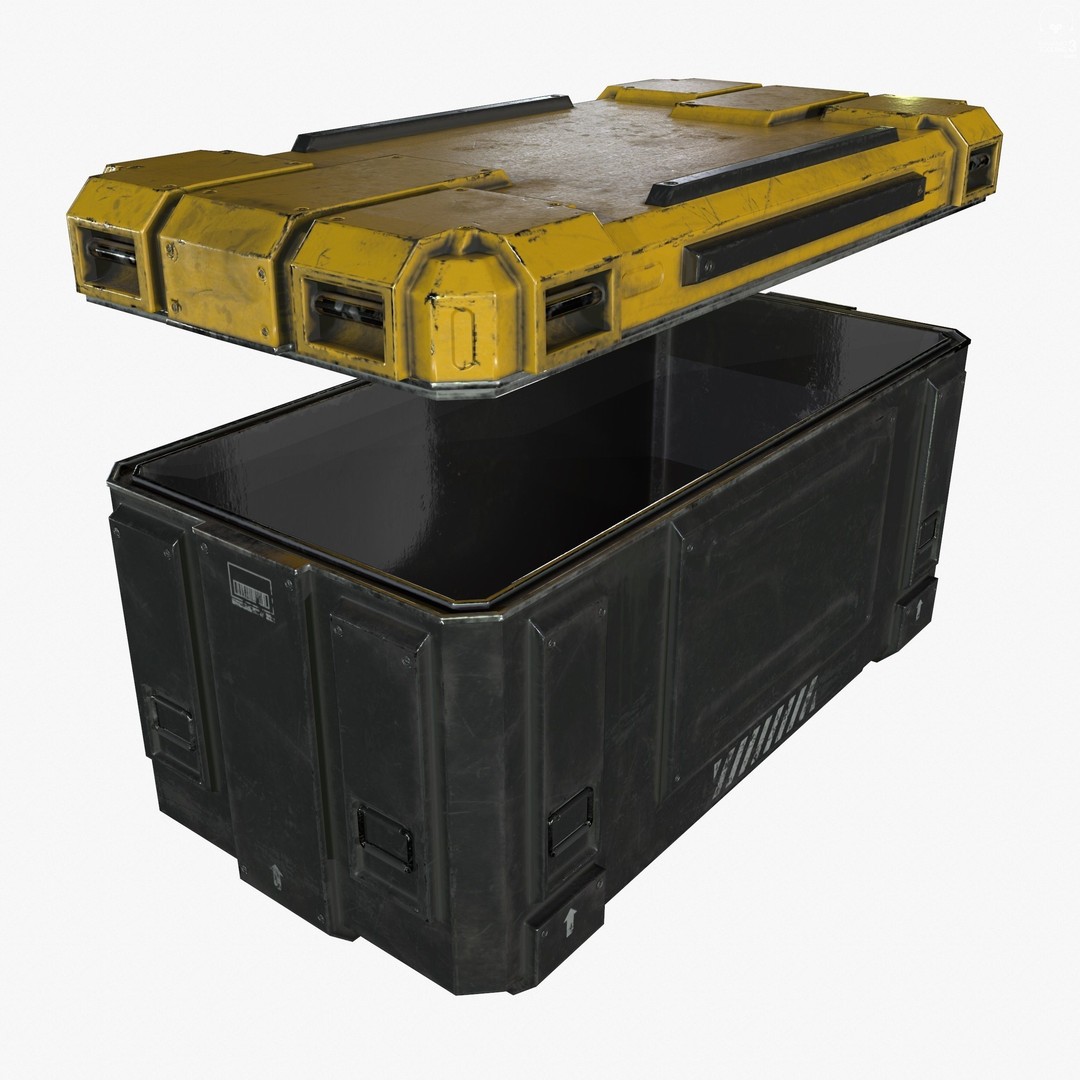 Sci-Fi Industrial Crate 3D Model – Low Poly Game Ready, PBR Textures - View 12
