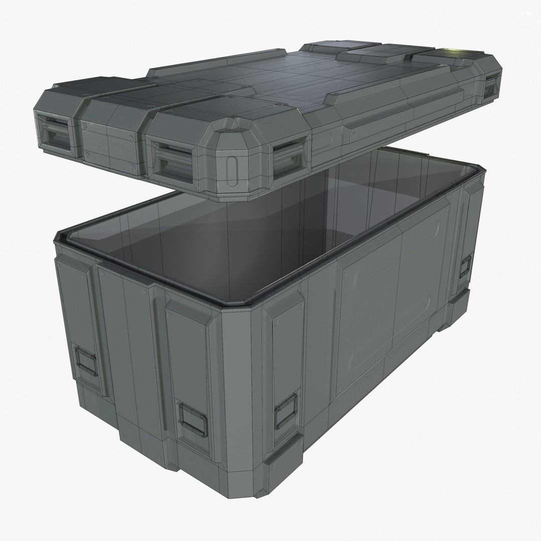 Sci-Fi Industrial Crate 3D Model – Low Poly Game Ready, PBR Textures - View 13