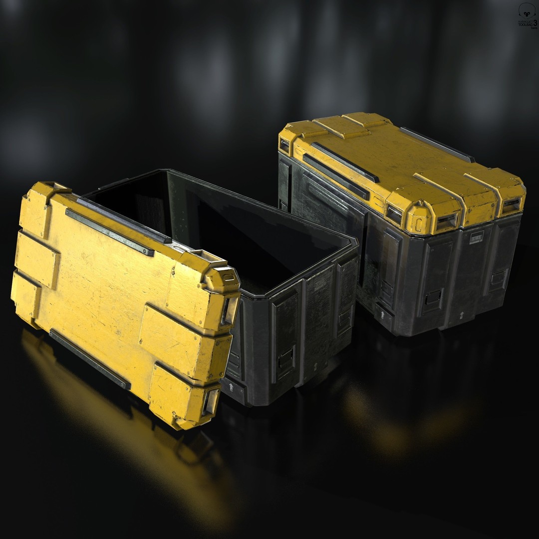 Sci-Fi Industrial Crate 3D Model – Low Poly Game Ready, PBR Textures - View 14