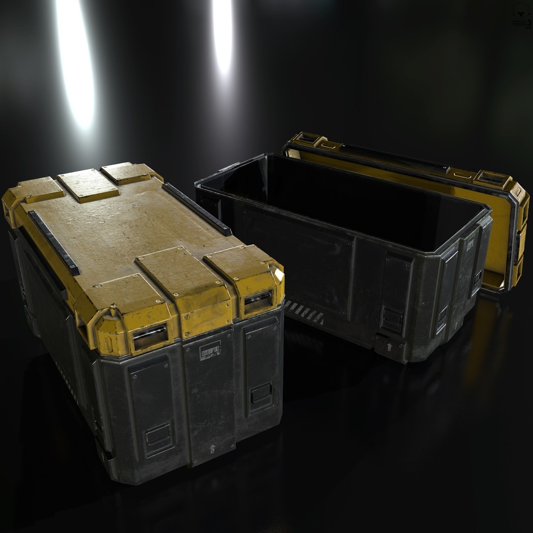 Sci-Fi Industrial Crate 3D Model – Low Poly Game Ready, PBR Textures - View 15