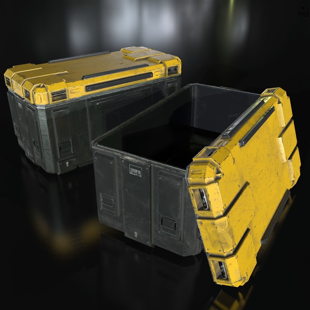 Sci-Fi Industrial Crate 3D Model – Low Poly Game Ready, PBR Textures - View 16