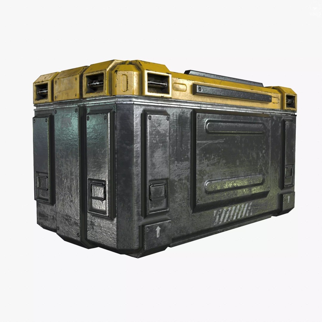 Sci-Fi Industrial Crate 3D Model – Low Poly Game Ready, PBR Textures - View 2