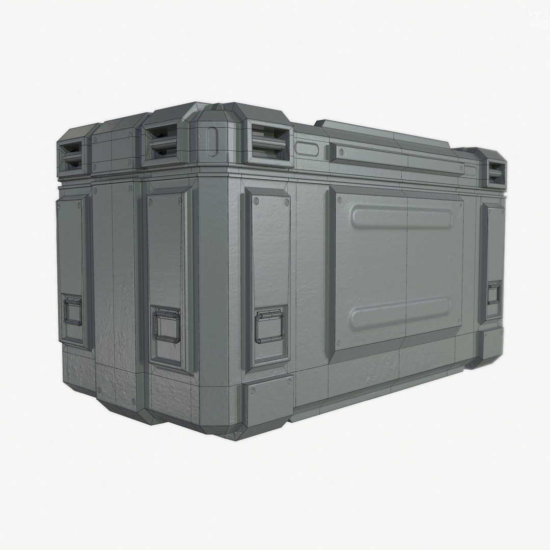 Sci-Fi Industrial Crate 3D Model – Low Poly Game Ready, PBR Textures - View 4