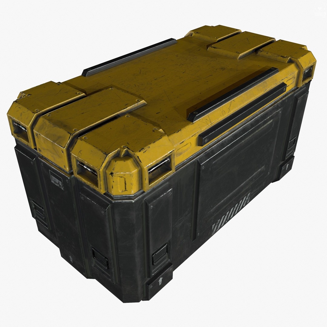 Sci-Fi Industrial Crate 3D Model – Low Poly Game Ready, PBR Textures - View 5