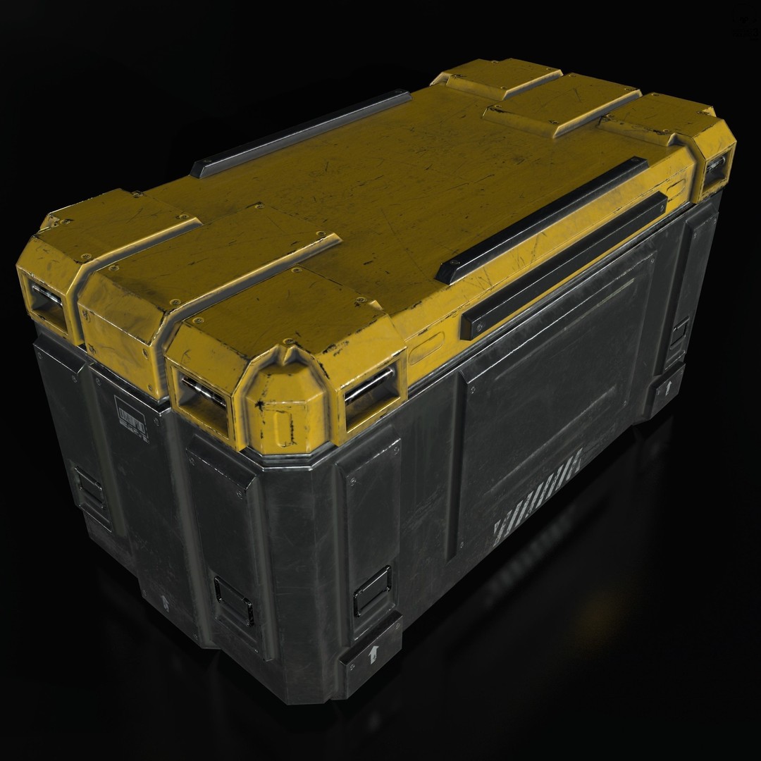 Sci-Fi Industrial Crate 3D Model – Low Poly Game Ready, PBR Textures - View 6
