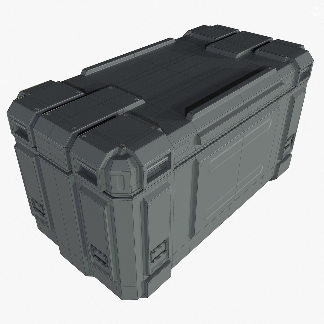 Sci-Fi Industrial Crate 3D Model – Low Poly Game Ready, PBR Textures - View 7