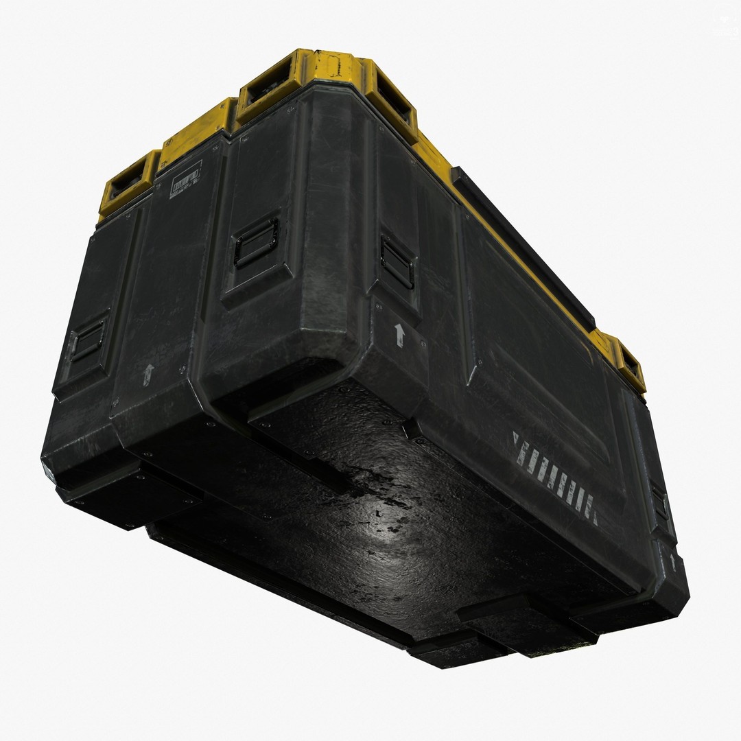 Sci-Fi Industrial Crate 3D Model – Low Poly Game Ready, PBR Textures - View 8