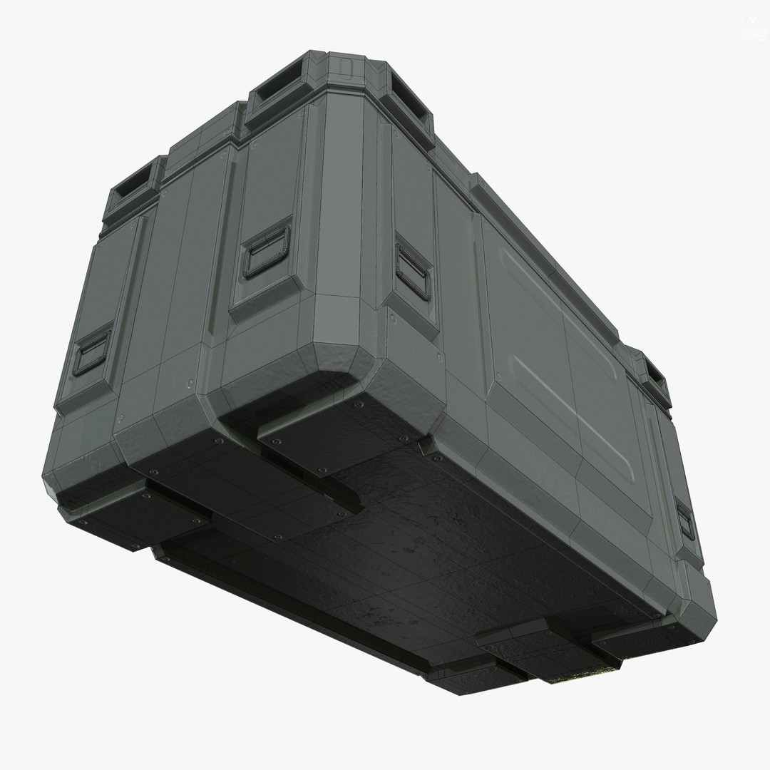 Sci-Fi Industrial Crate 3D Model – Low Poly Game Ready, PBR Textures - View 9