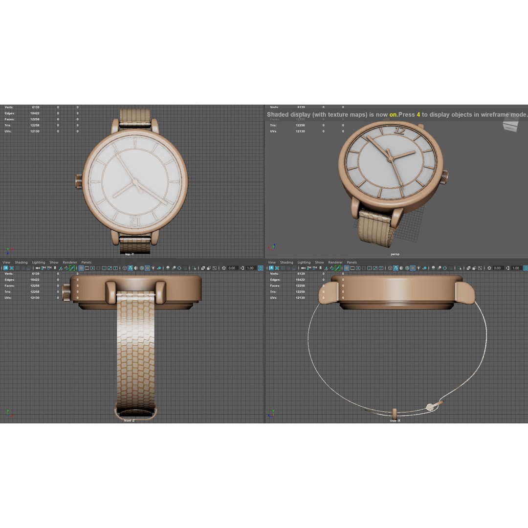 Elegant Womens Watch 3D Model – High Poly PBR Asset, FBX, OBJ, Blender - View 8