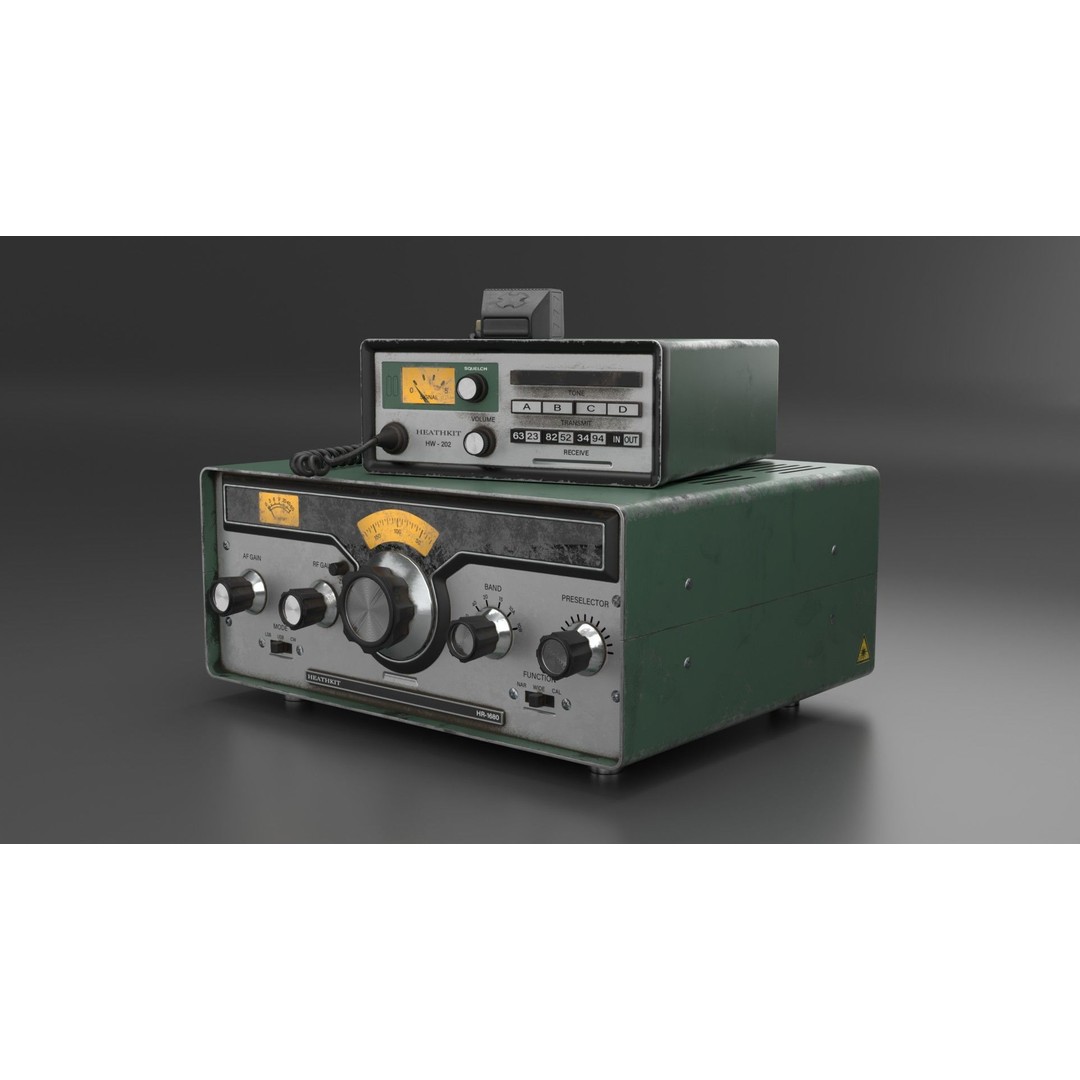 Vintage Heathkit HR-1680 Ham Radio Receiver 3D Model – PBR Textured, FBX - View 10