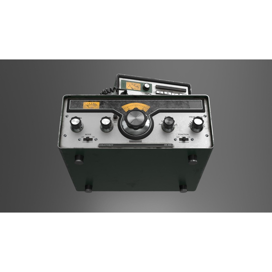 Vintage Heathkit HR-1680 Ham Radio Receiver 3D Model – PBR Textured, FBX - View 13