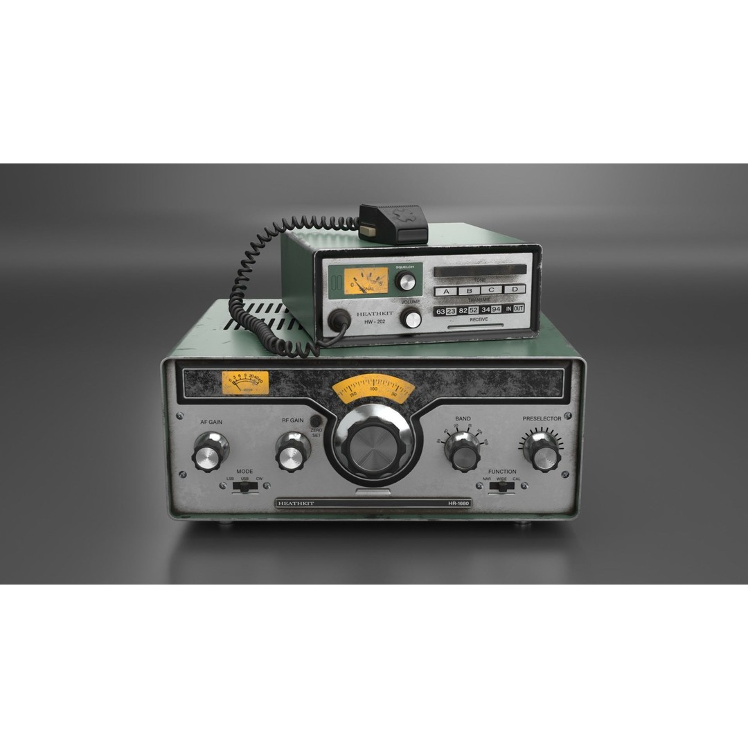 Vintage Heathkit HR-1680 Ham Radio Receiver 3D Model – PBR Textured, FBX - View 3