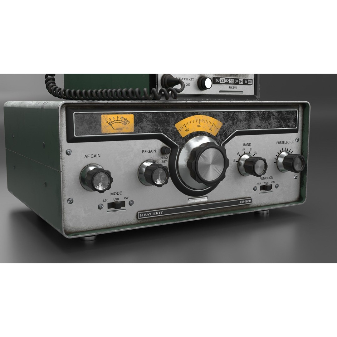 Vintage Heathkit HR-1680 Ham Radio Receiver 3D Model – PBR Textured, FBX - View 4