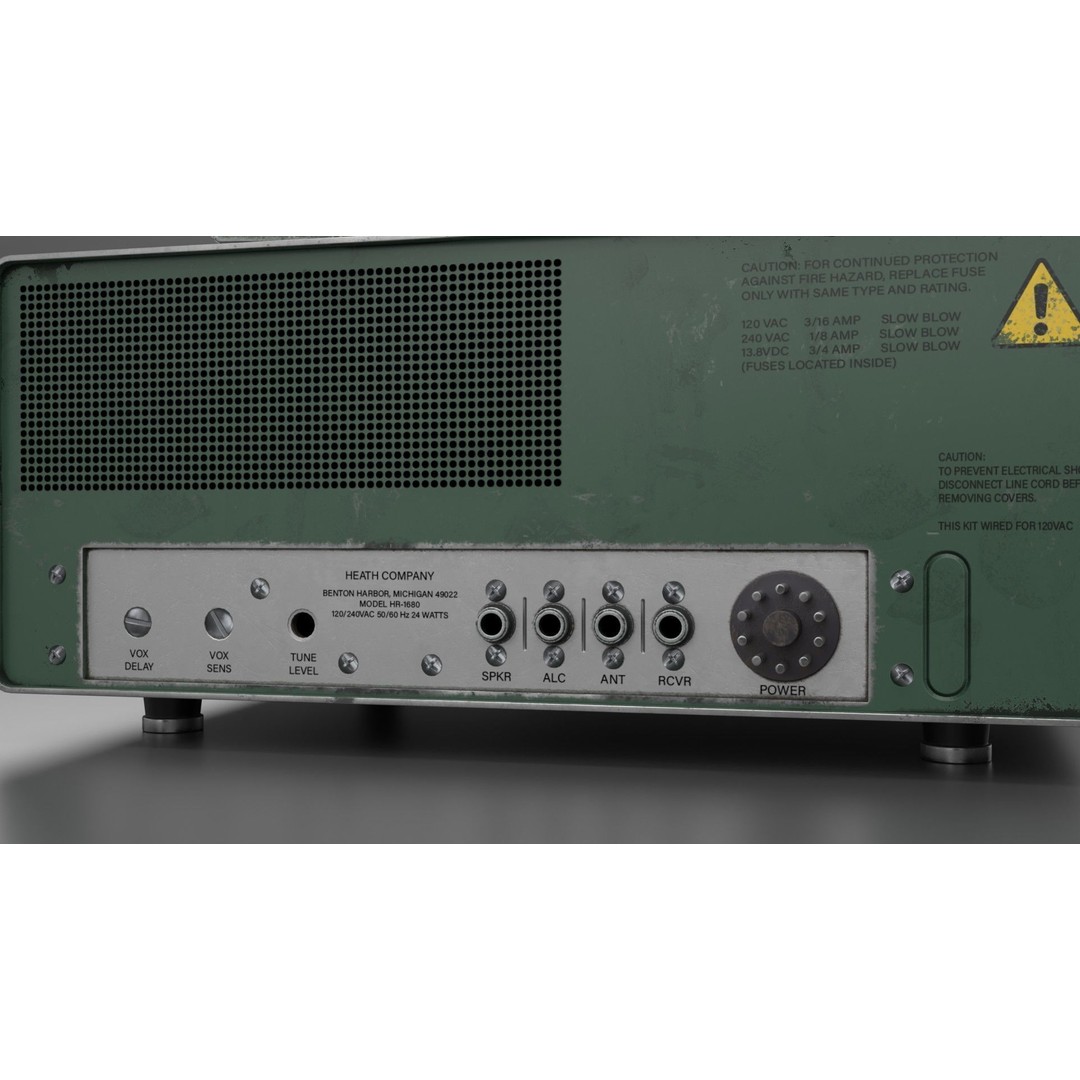 Vintage Heathkit HR-1680 Ham Radio Receiver 3D Model – PBR Textured, FBX - View 7