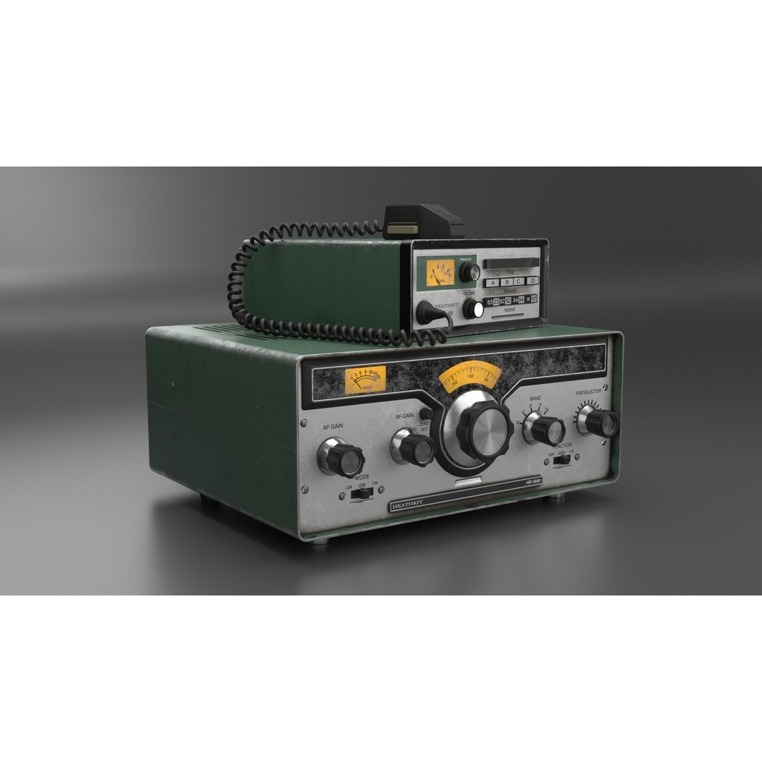 Vintage Heathkit HR-1680 Ham Radio Receiver 3D Model – PBR Textured, FBX - View 9