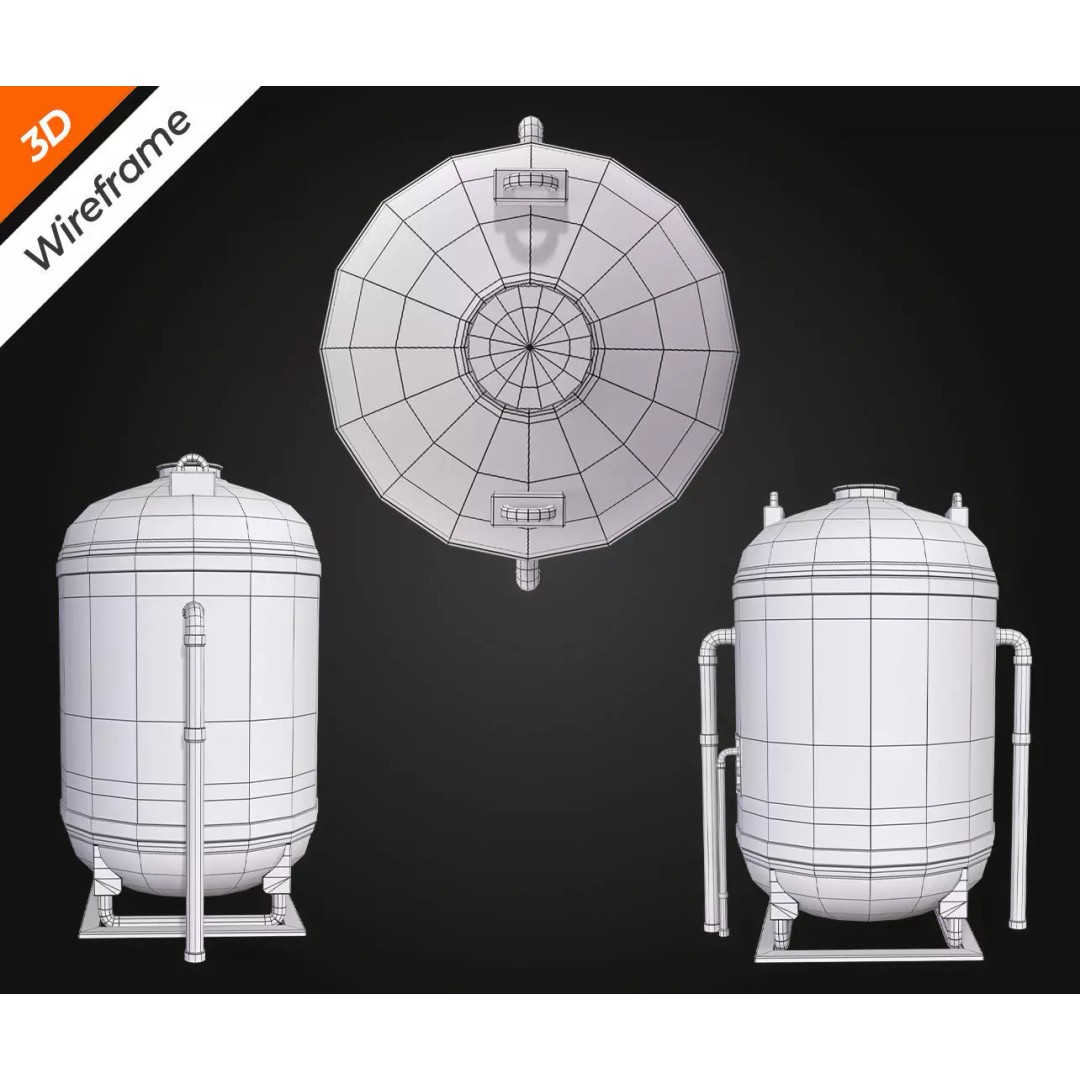 Sci-Fi Fuel Tank 3D Model – Low Poly PBR Game Asset, FBX, OBJ - View 14