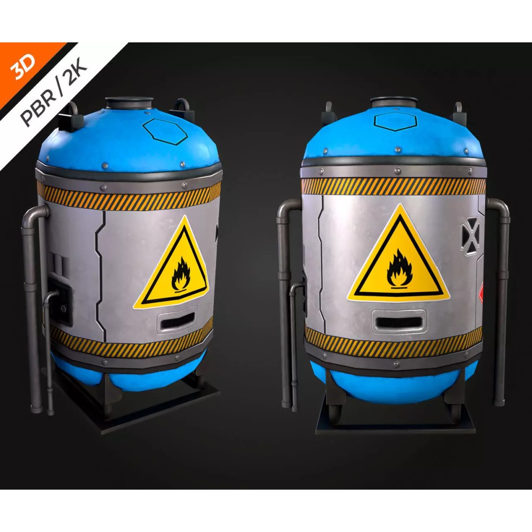 Sci-Fi Fuel Tank 3D Model – Low Poly PBR Game Asset, FBX, OBJ - View 4