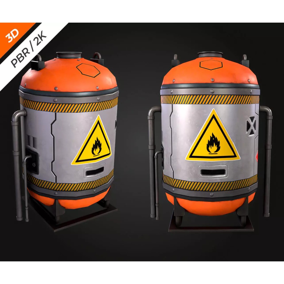 Sci-Fi Fuel Tank 3D Model – Low Poly PBR Game Asset, FBX, OBJ - View 5