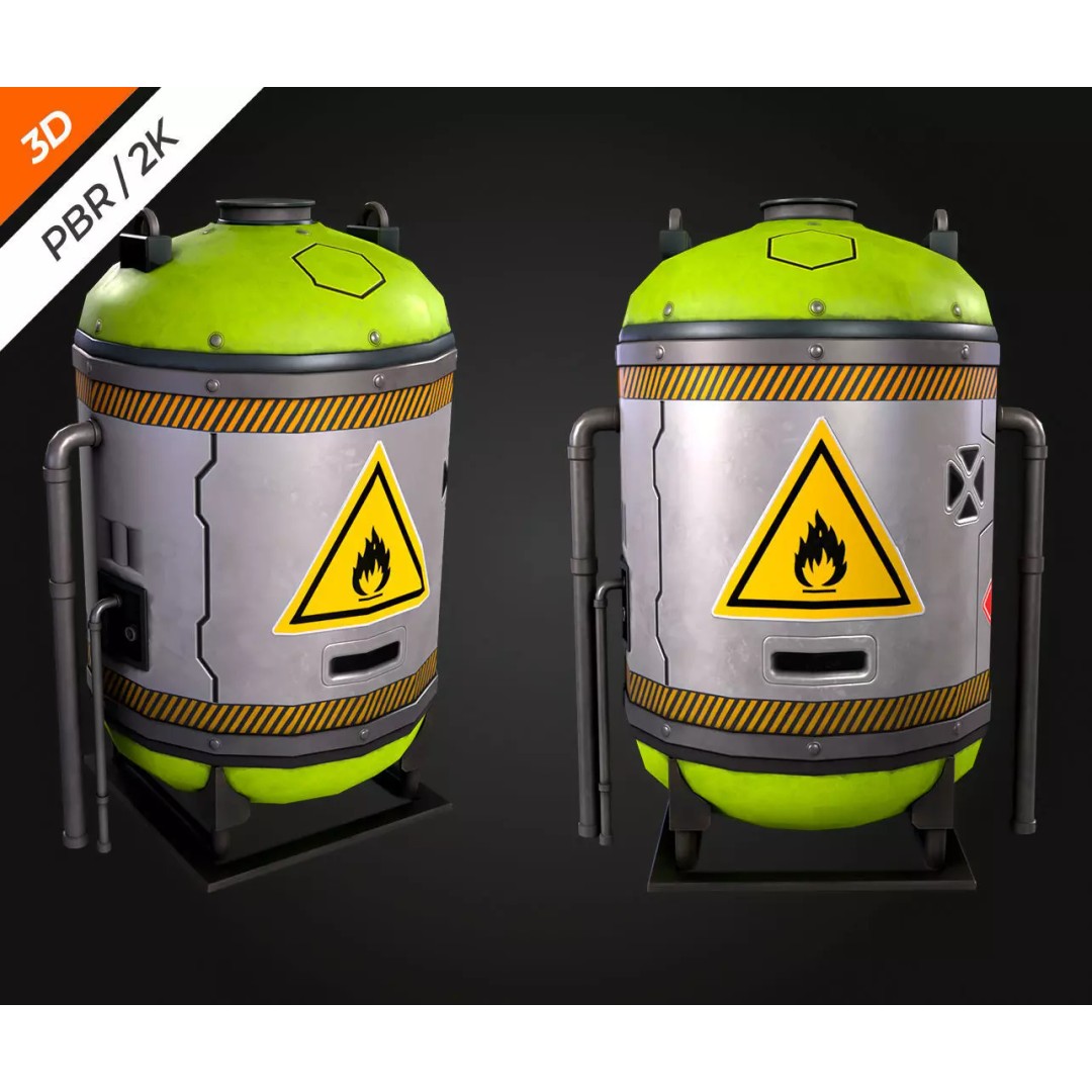 Sci-Fi Fuel Tank 3D Model – Low Poly PBR Game Asset, FBX, OBJ - View 6