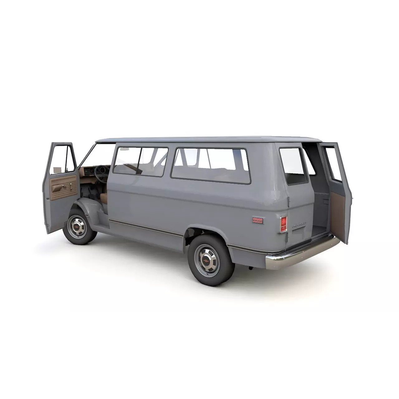 Chevy Van Beauville 1971 - Low-Poly Game-Ready 3D Model - View 10