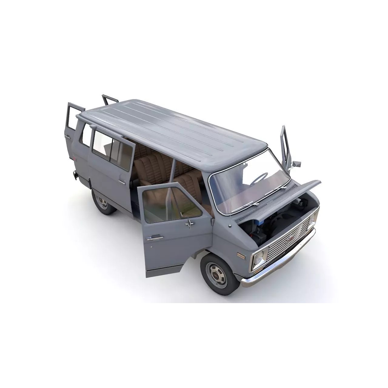 Chevy Van Beauville 1971 - Low-Poly Game-Ready 3D Model - View 12