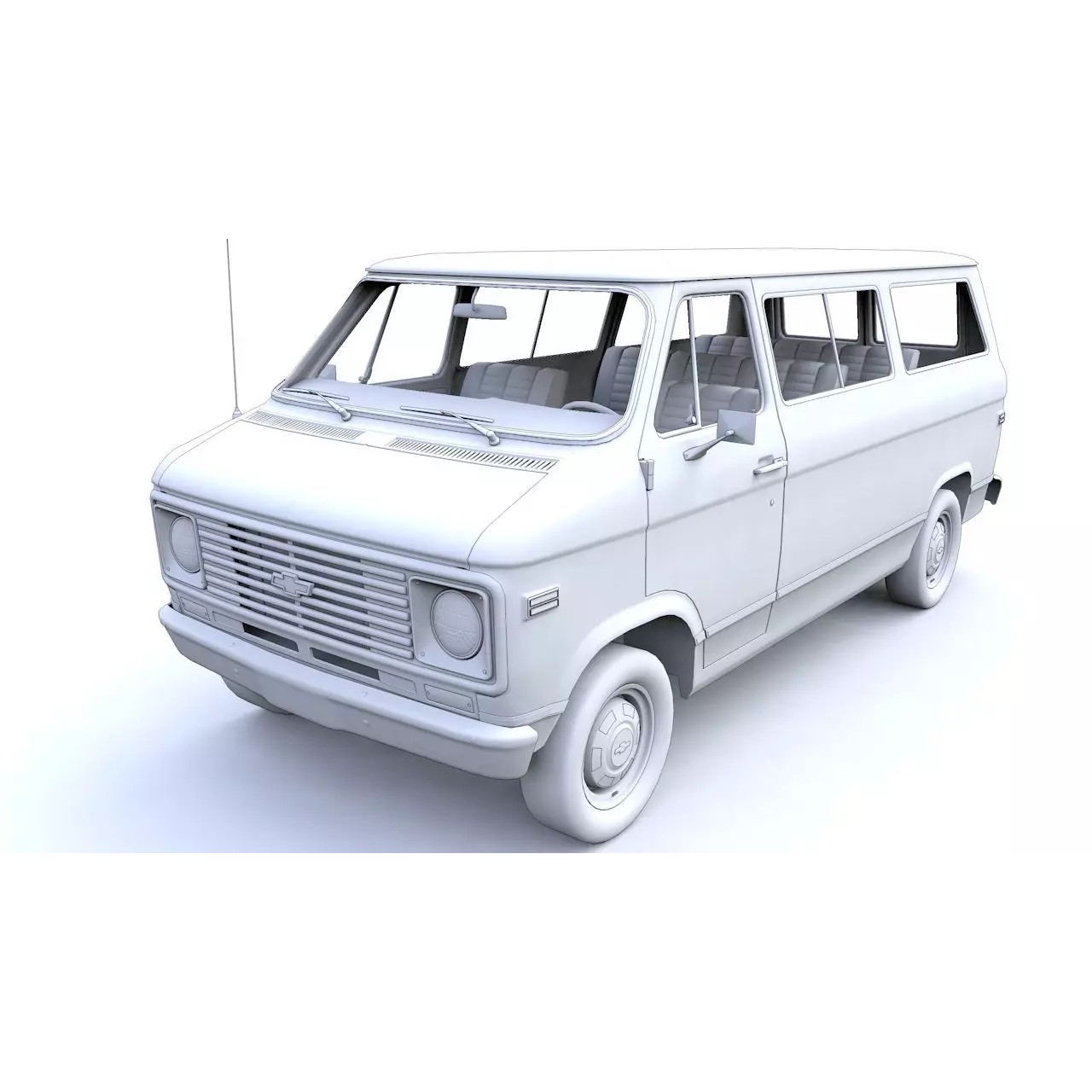Chevy Van Beauville 1971 - Low-Poly Game-Ready 3D Model - View 20