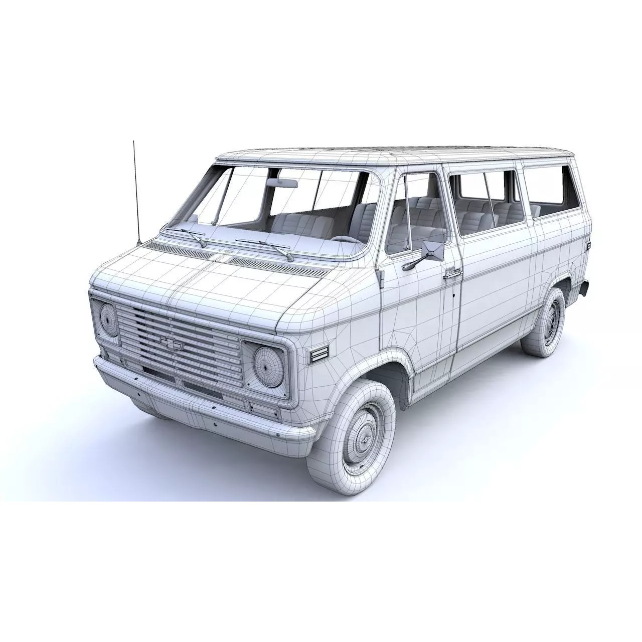 Chevy Van Beauville 1971 - Low-Poly Game-Ready 3D Model - View 21