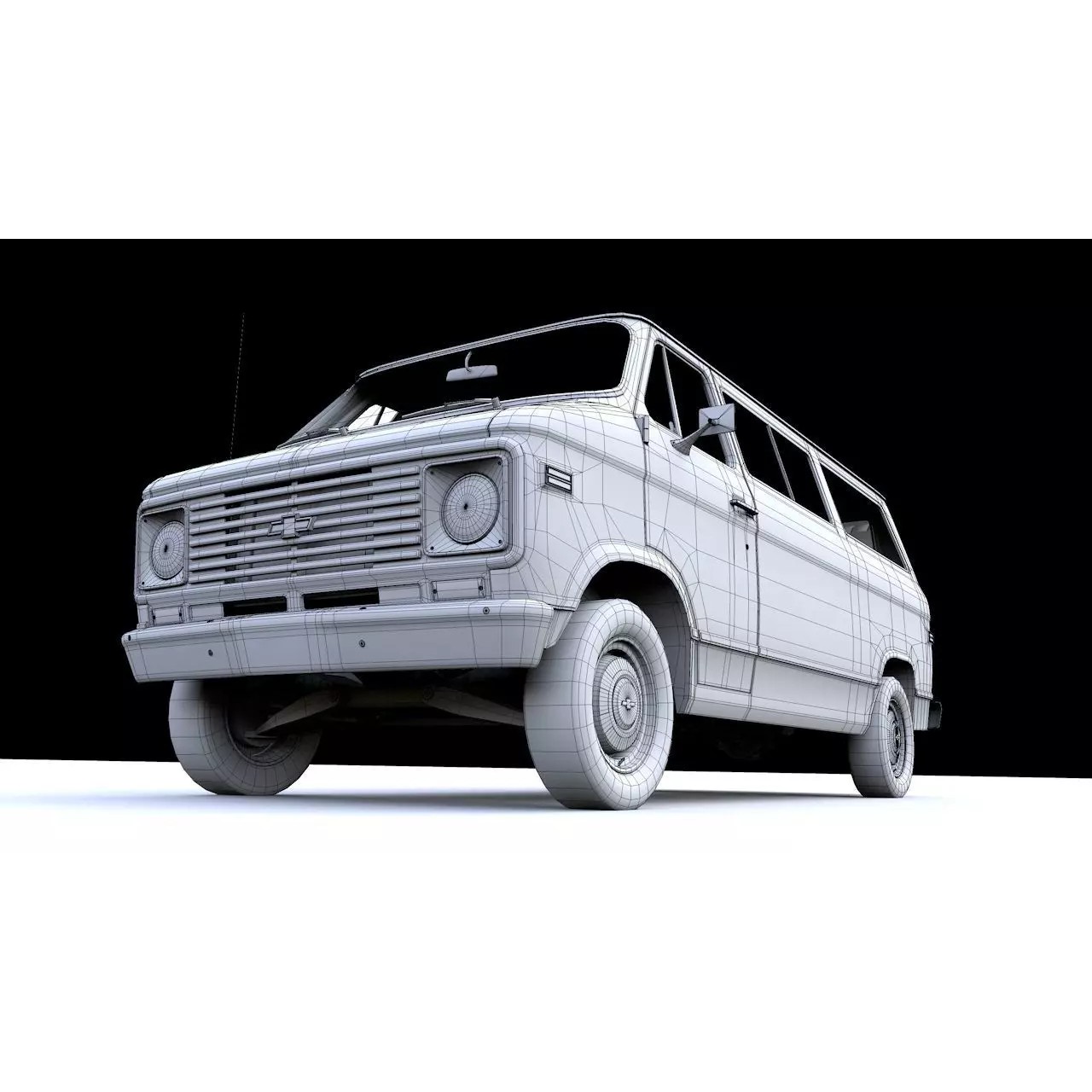 Chevy Van Beauville 1971 - Low-Poly Game-Ready 3D Model - View 23