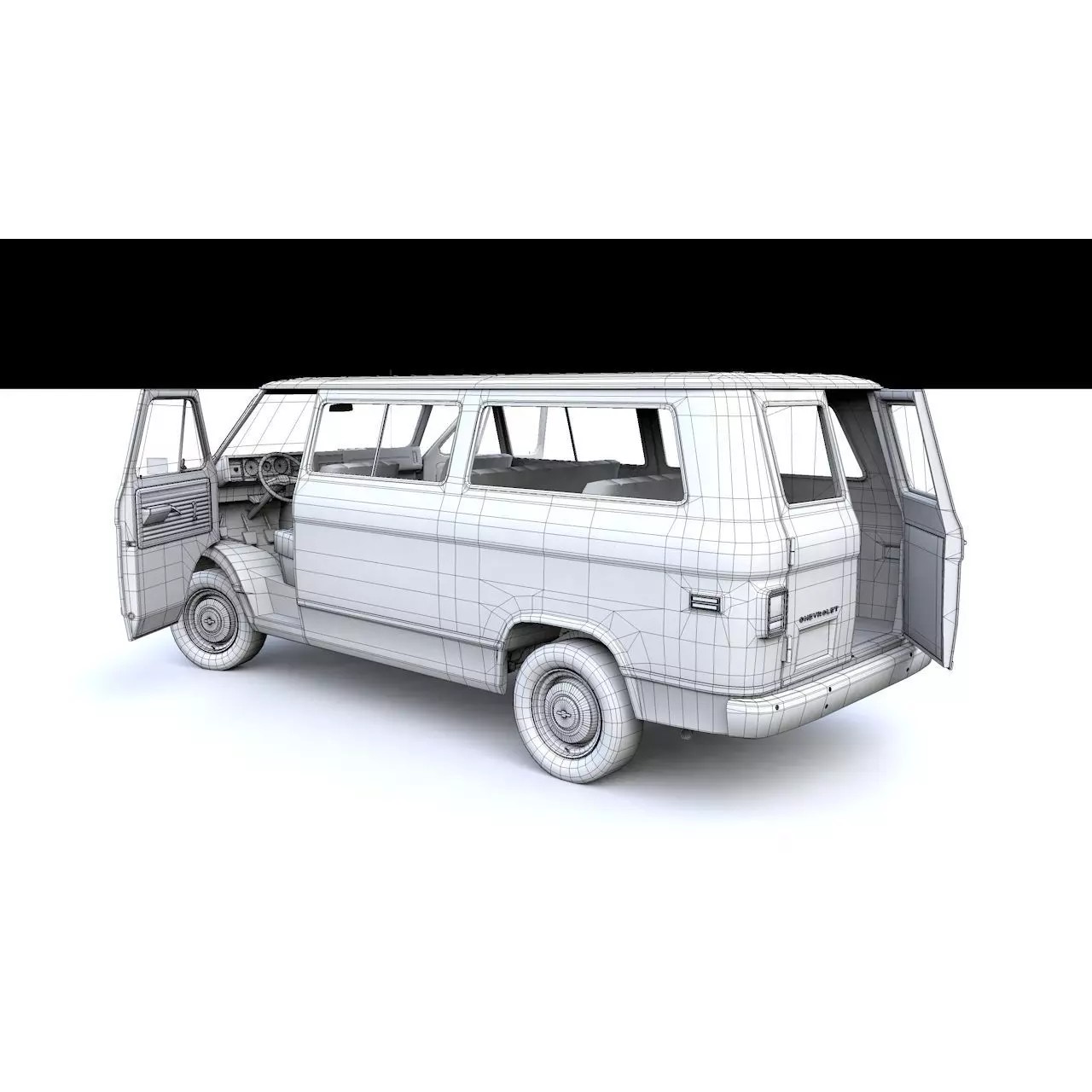 Chevy Van Beauville 1971 - Low-Poly Game-Ready 3D Model - View 24