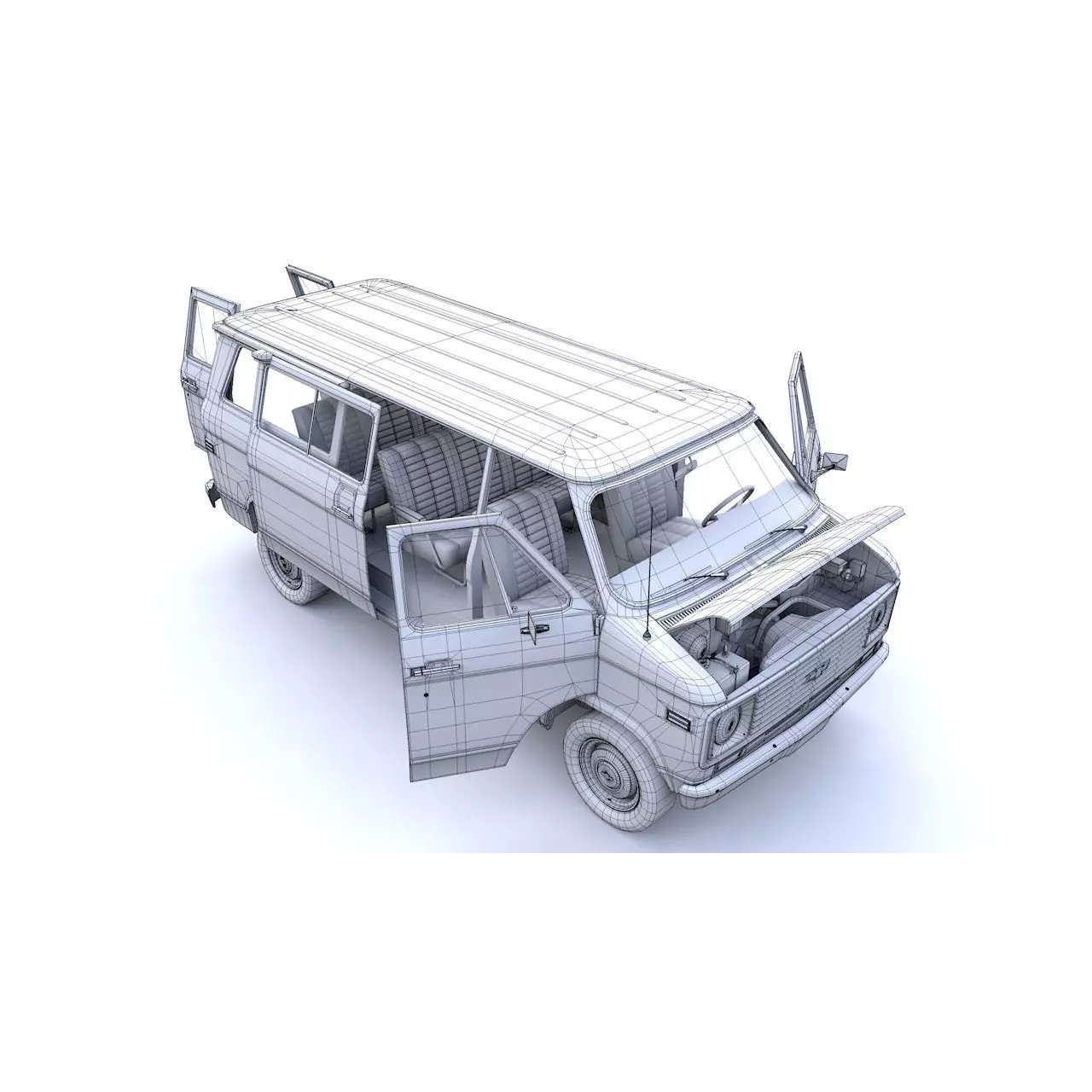 Chevy Van Beauville 1971 - Low-Poly Game-Ready 3D Model - View 26