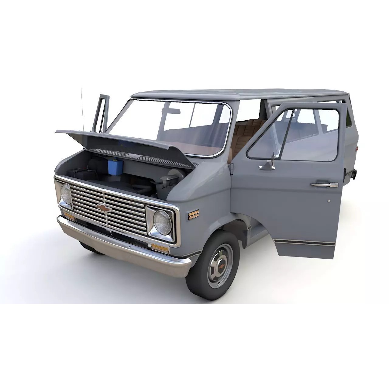 Chevy Van Beauville 1971 - Low-Poly Game-Ready 3D Model - View 4