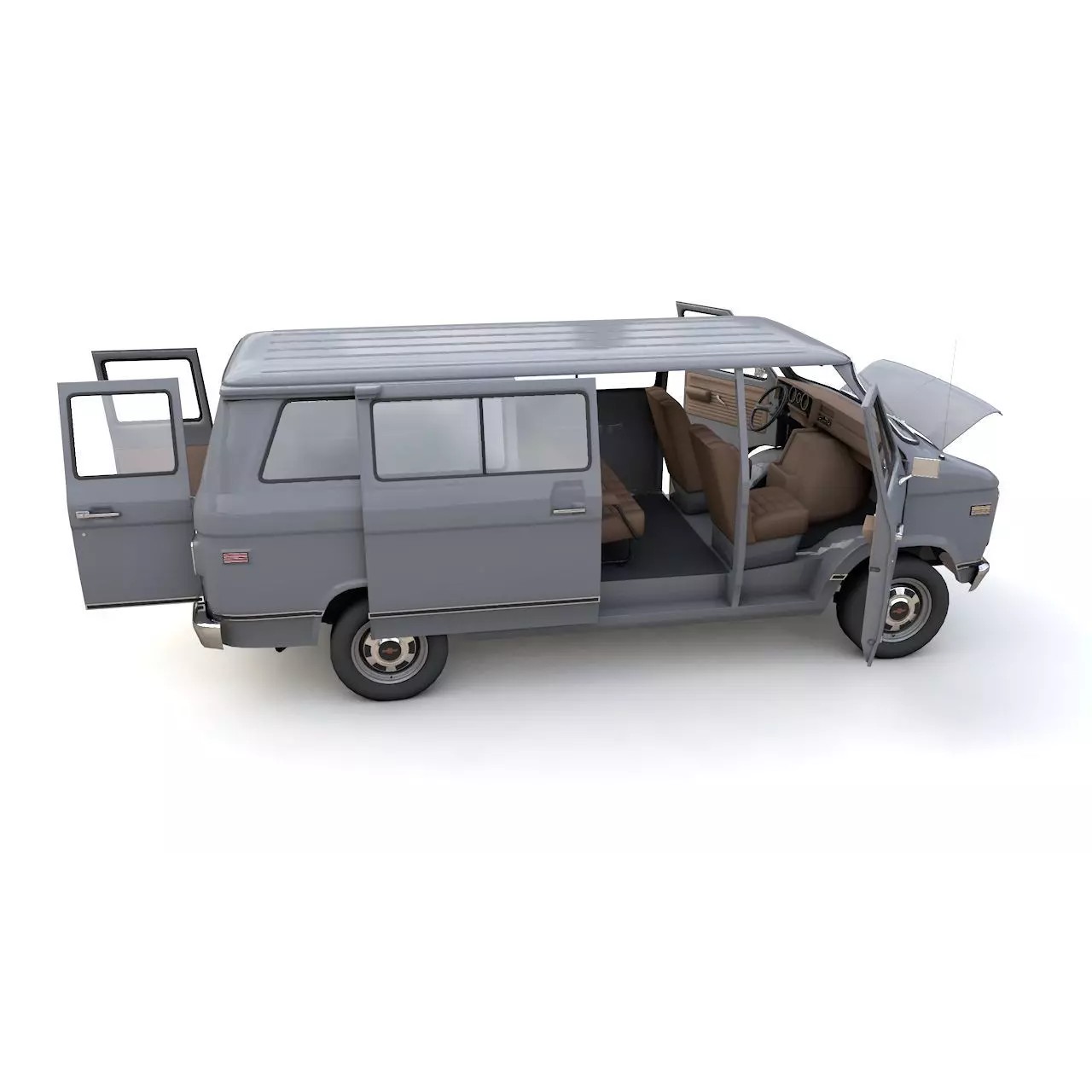 Chevy Van Beauville 1971 - Low-Poly Game-Ready 3D Model - View 9