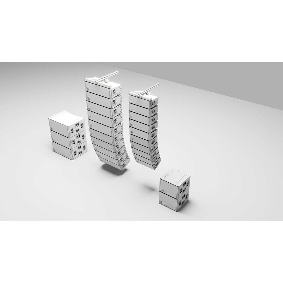 Concert Speakers Line Array 3D Model – PBR Audio System, FBX, OBJ
