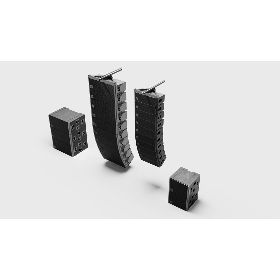 Concert Speakers Line Array 3D Model – PBR Audio System, FBX, OBJ - View 4
