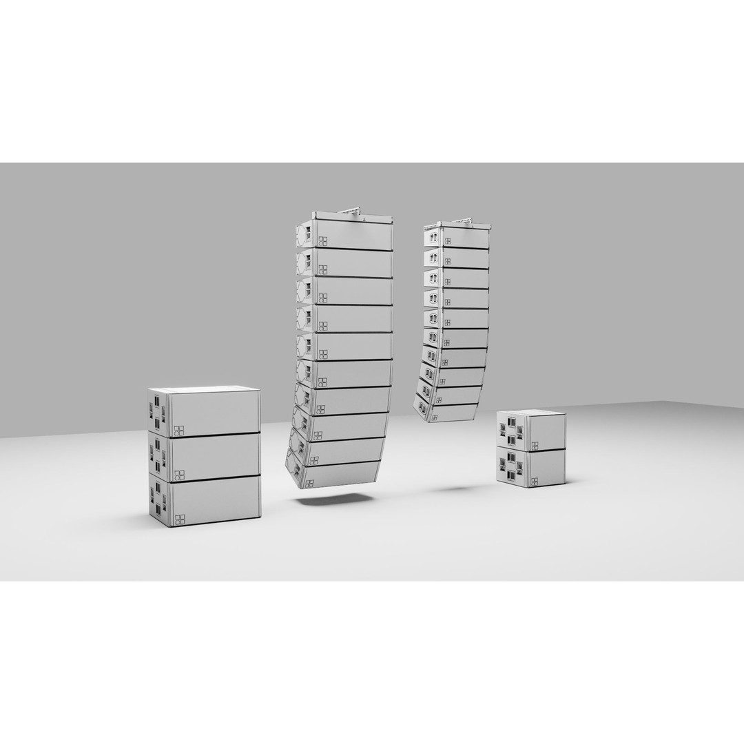Concert Speakers Line Array 3D Model – PBR Audio System, FBX, OBJ - View 9