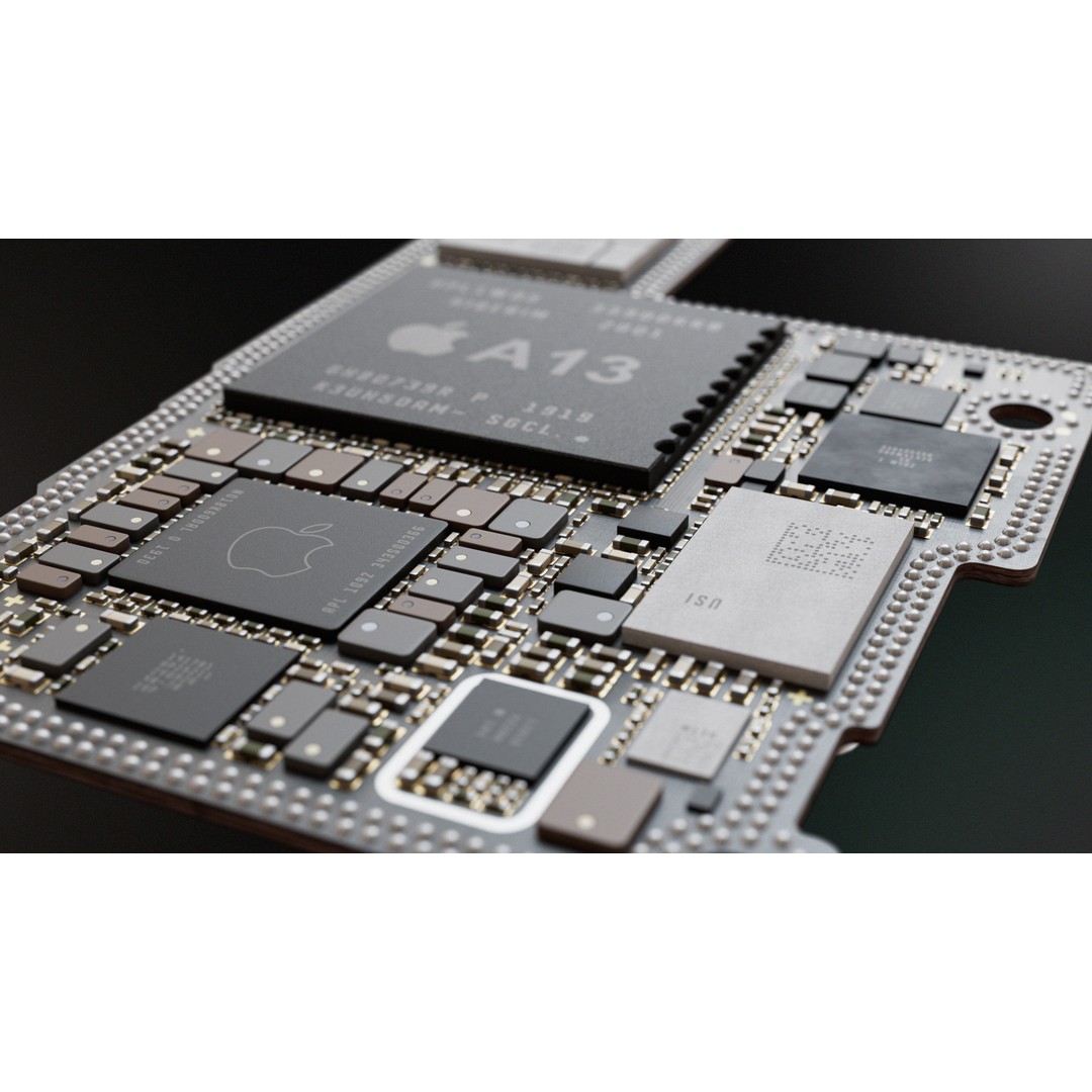 Electron Circuit Board 3D Model – Low Poly PBR Asset, FBX, OBJ - View 4