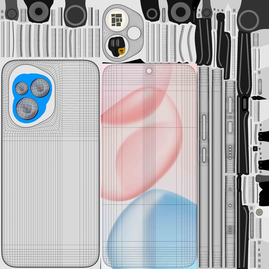 HONOR 400 Meteor Silver 3D Model – Photorealistic Phone, PBR Textures - View 13