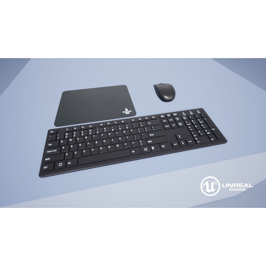 Computer Mouse and Keyboard 3D Model – Low Poly Game Ready with PBR Textures