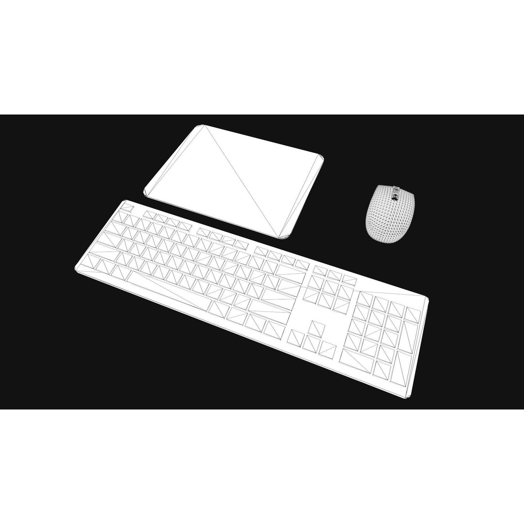 Computer Mouse and Keyboard 3D Model – Low Poly Game Ready with PBR Textures - View 12