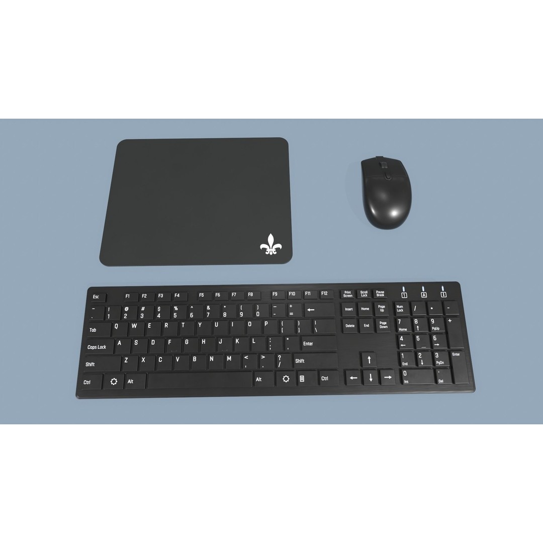 Computer Mouse and Keyboard 3D Model – Low Poly Game Ready with PBR Textures - View 4