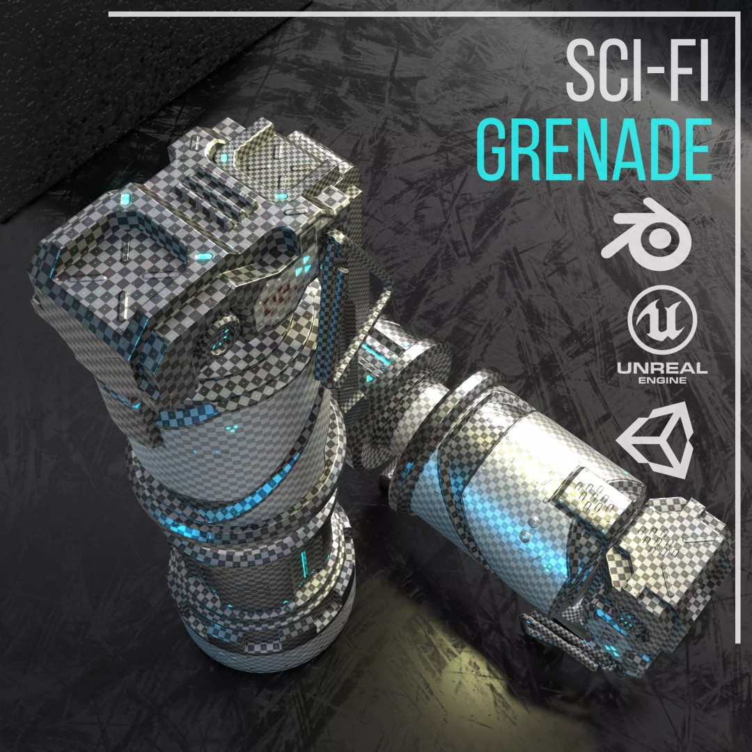 Sci-Fi Grenade 3D Model – Low Poly Game Ready Asset, FBX - View 10